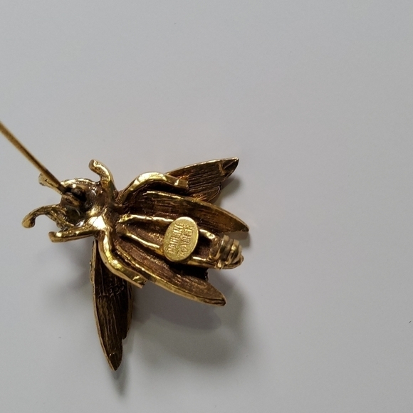 Pauline Rader Retro Rhinestone insect Brooch Signed - Picture 3 of 5